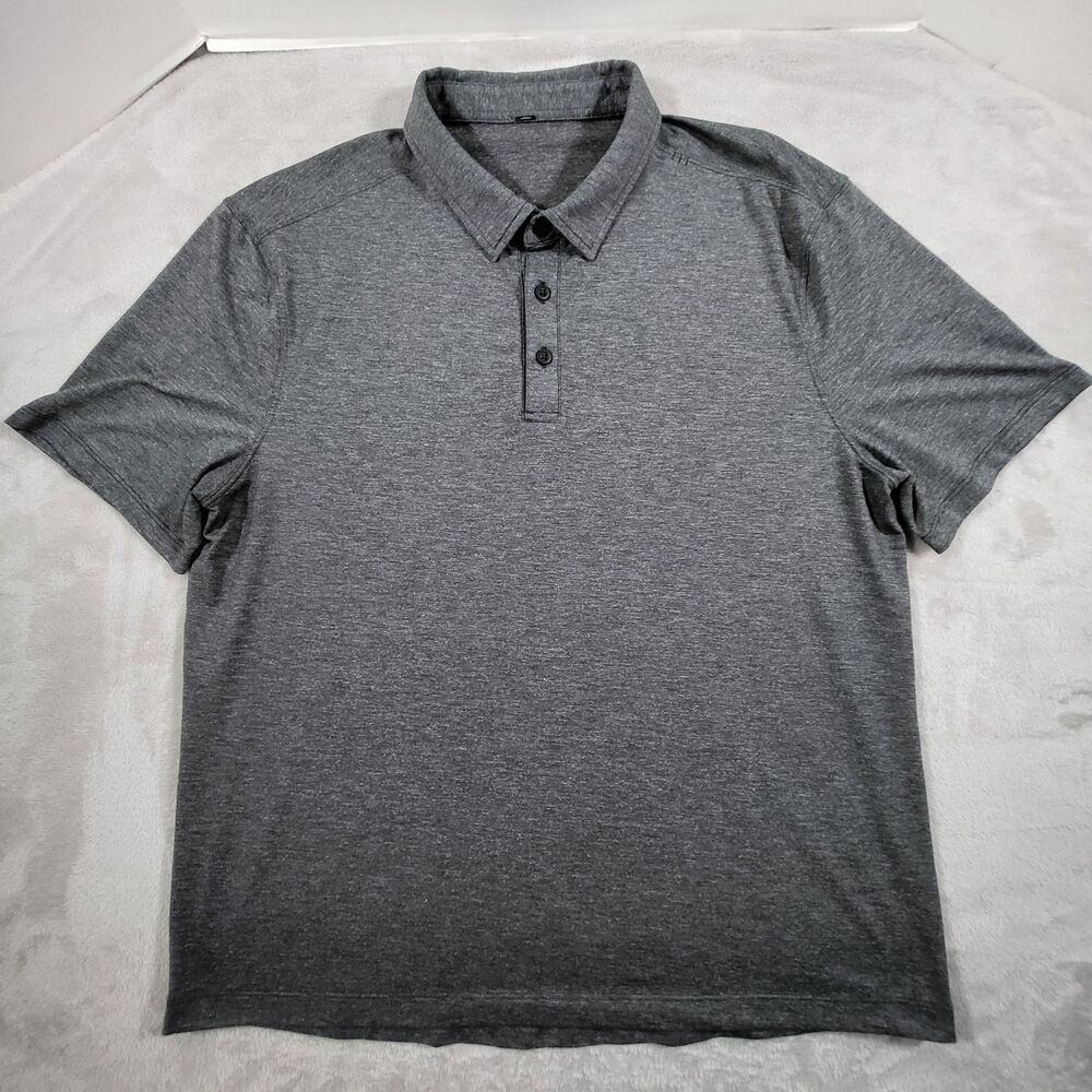 Lululemon Evolution Polo Shirt Mens Medium Gray Silverescent Golf Athleisure
